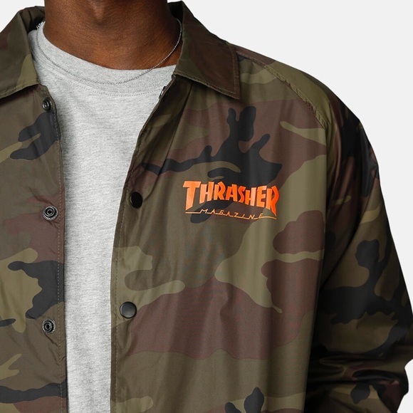 Thrasher Magazine Men’s Skategoat Camouflage Coach Jacket Green Camo Size Large - Picture 4 of 14